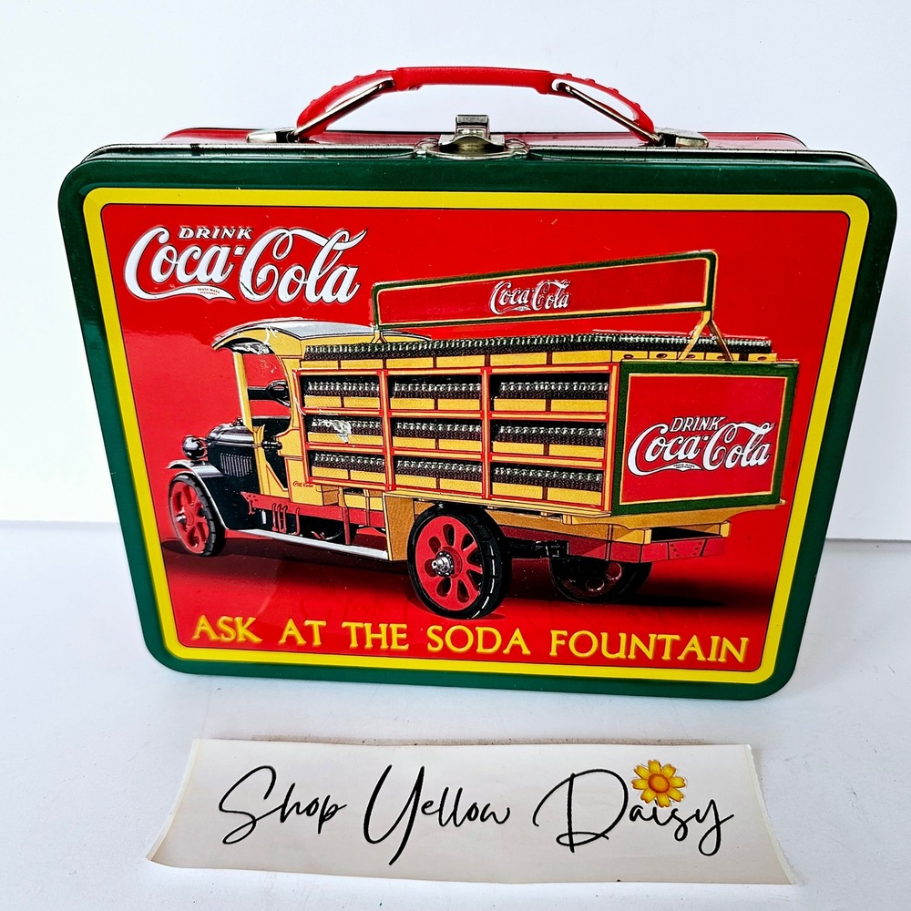 Rare Coca Cola Embossed Tin‎ Lunch Box Collectible Truck Advertising - M512.1